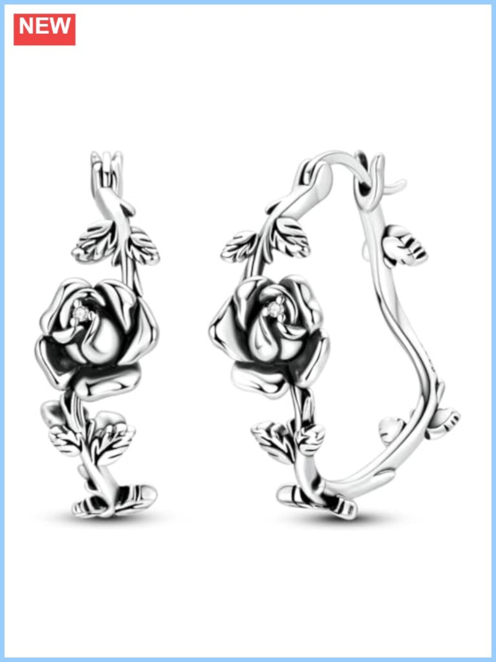 Sterling Silver Vintage Flower Hoop Earrings Women Rose Earrings